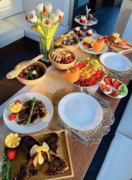 BBQ food served on board